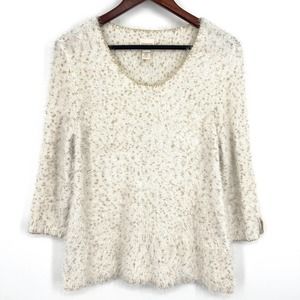 Chico's Ivory Fuzzy Knit Top